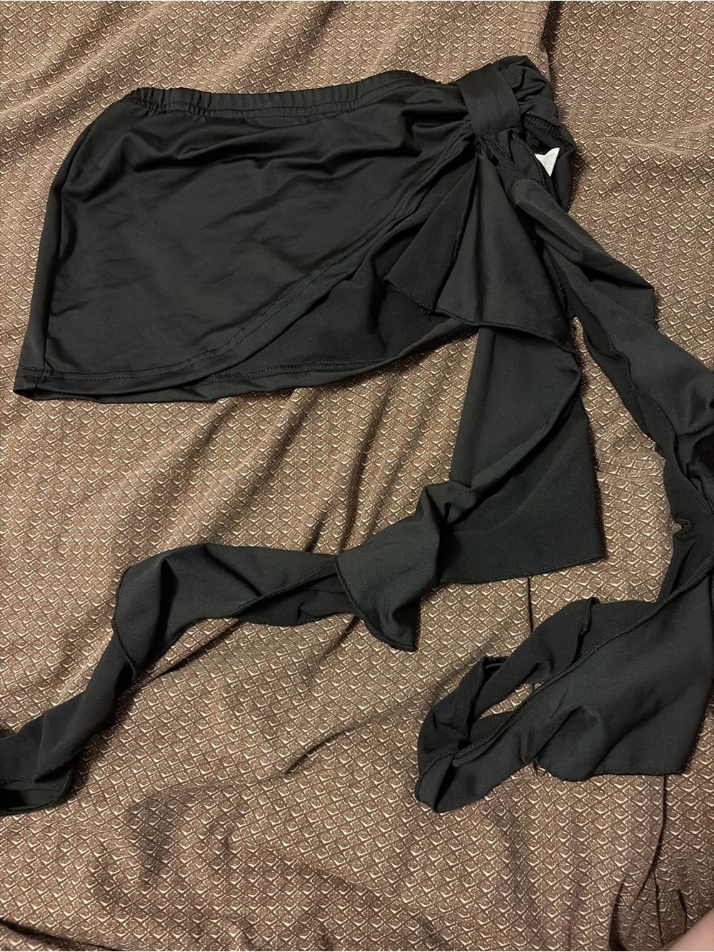 SHEIN Black Mini Skirt with Long Sash Tie